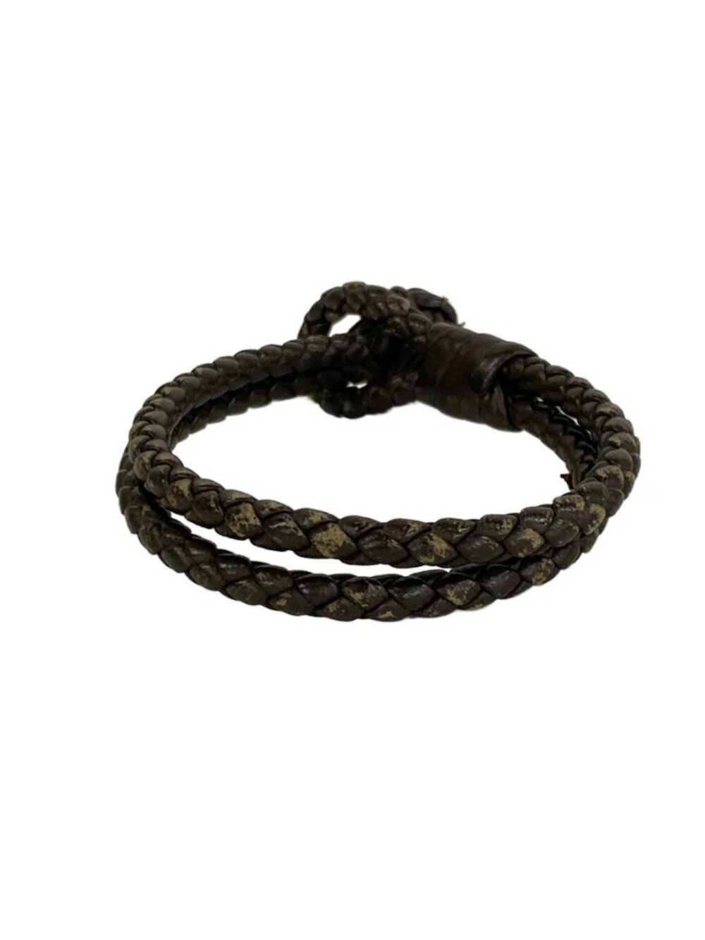 BOTTEGA VENETA - Dark Brown Silver Leather Bracelet